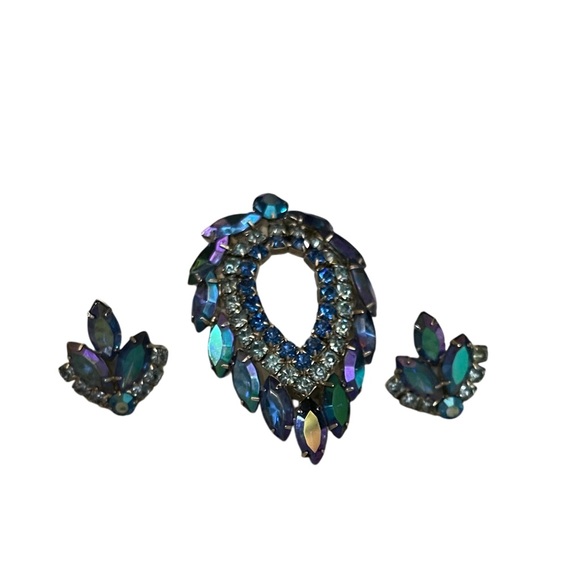 BOOK PIECE Famous Blue Lagoon Demi-Parure by DeLizza & Elster for Sarah Coventry - Picture 7 of 12